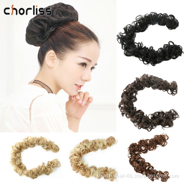 Hot Selling Elastic Curly Scrunchie Messy Wavy Wrap Synthetic Flexible Hair Buns Chignon Synthetic Ponytail Extensions For Women